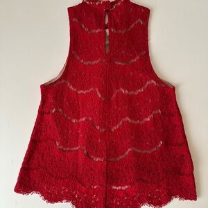 Red lace top. Lined with nude colored fabric. Bi level. Stretch NWOT
